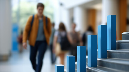 Stairway to success education technology global reach visualization educational advancement display learning progression representation academic achievement scene