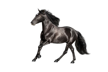 Horse run gallop on white