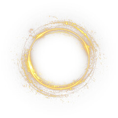 Glistering fantasy circle with swirling particles and sparkling flare. Magic power trail with dynamic ring, magical waves, and glowing motion effects.