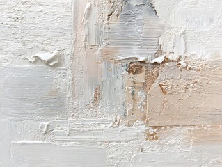 Textured Abstract Art: Impasto Painting with Creamy White, Beige, and Subtle Gold Accents, Thick Brushstrokes, Modern Surface Design