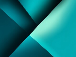 Abstract Teal and Turquoise Geometric Background with Soft Light Gradients and Deep Shadows, Modern Tech Design Template