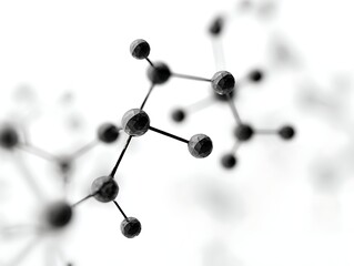 Abstract 3D Molecular Structure with Dark Crystal Atoms Connected by Thin Rods, Representing Science, Technology, and Innovation