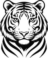 Obraz premium Powerful Tiger Head Portrait and Jungle Predator Illustration
