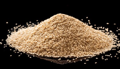 Heap Of Sesame Seeds Isolated On Black Background