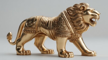 National emblem of India Lion Capital of Ashoka in golden finish representing Indian heritage and culture