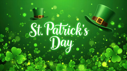Festive St. Patrick's Day celebration with shamrocks and leprechaun hats.