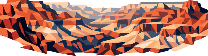Geometric Canyon Panorama. Low-poly vector illustration focused on a panoramic view of the Grand Canyon, polygonal geometric style
