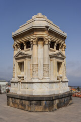 Masonic Mausoleum of the Marquesado de la Quinta Roja, white marble monument in Victoria Gardens, La Orotava, Tenerife.