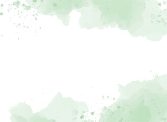 Obraz premium Modern abstract luxury green frame watercolor brush stroke background for wedding, birthday, or Christmas card invitation templates