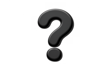Question mark symbol identifying query, problem, solution, doubt, and customer support on transparent background