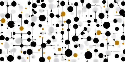 Abstract network connecting black gold white dots