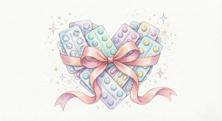 Heart Made of Pills with Ribbon
