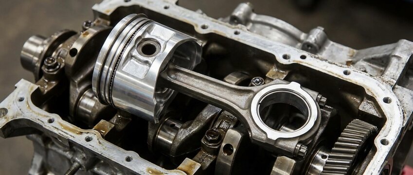 Close Up View of Internal Combustion Engine Piston Assembly