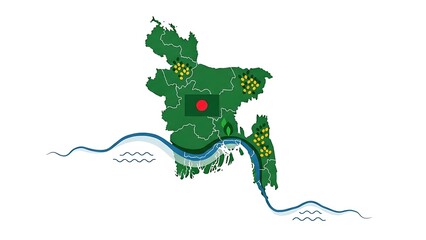 Map of bangladesh with key locations highlighted