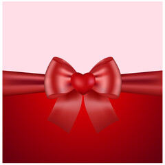 background with a bow and a heart red ribbon
