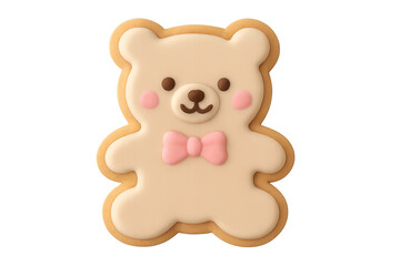 Fototapeta premium Cute teddy bear cookie with pink bow tie