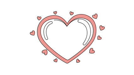 Cute handdrawn heart with small surrounding hearts for love and romance