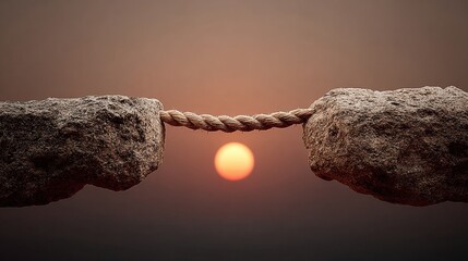 The structure connecting two cliffs stands as a metaphor for mediation that fills the gaps in understanding