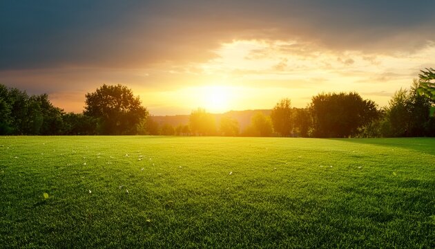 Summer Lawn At Sunset