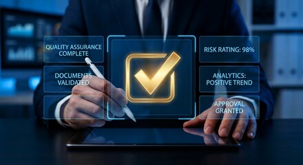 Digital Quality Assurance and Approval Process with Futuristic Interface