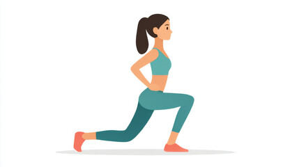 Woman performing lunges exercise for fitness and leg strength training