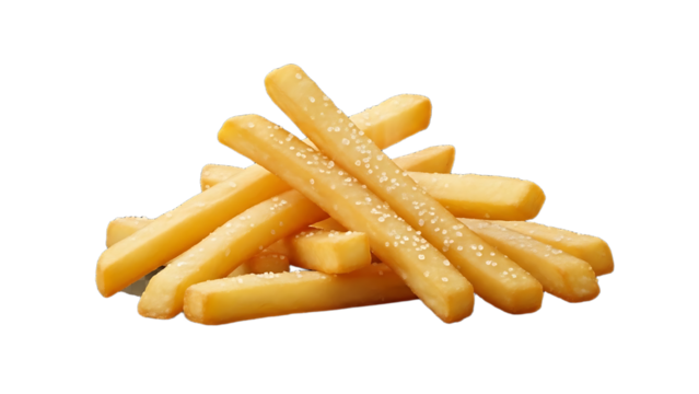 A pile of salty french fries on transparent background - Powered by Adobe