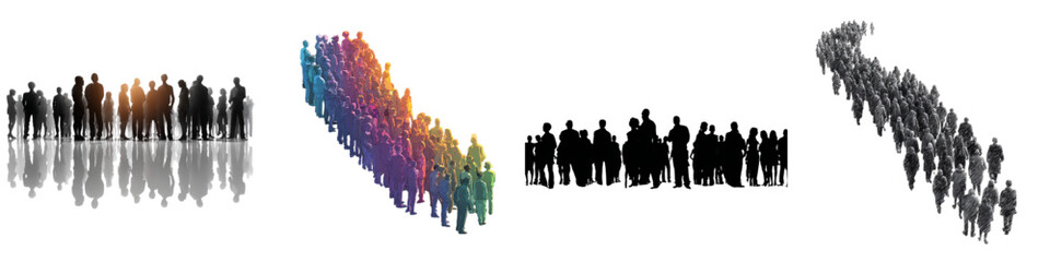 Human Silhouette Crowd Illustration with Diverse People Groups Representing Teamwork, Leadership, Diversity, Social Community, Business Strategy and Professional Infographic Concept Design