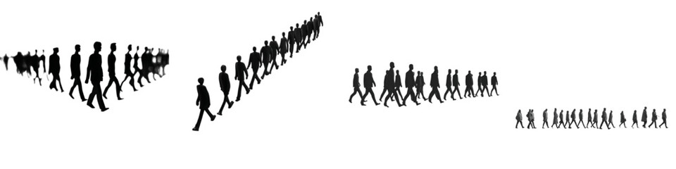 Human Silhouette People Group Forming Directional Arrow Illustration Representing Leadership, Teamwork, Business Strategy, Crowd Movement, Decision Making and Professional Infographic Concept