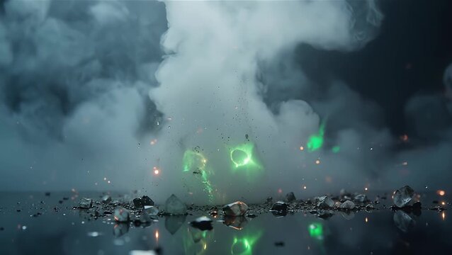 Dramatic Explosion with Smoke and Debris in Action