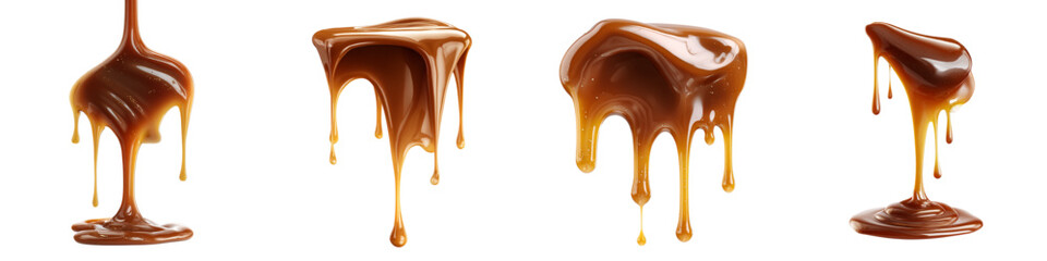 3D Melted Chocolate Drip Illustration Set with Glossy Liquid Texture for Dessert Decoration, Sweet Food Advertising, Bakery Branding, Chocolate Sauce Design and Creative Food Visuals