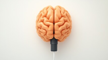 Human brain connecting directly to power plug, visualizing concepts of thinking, energy, power