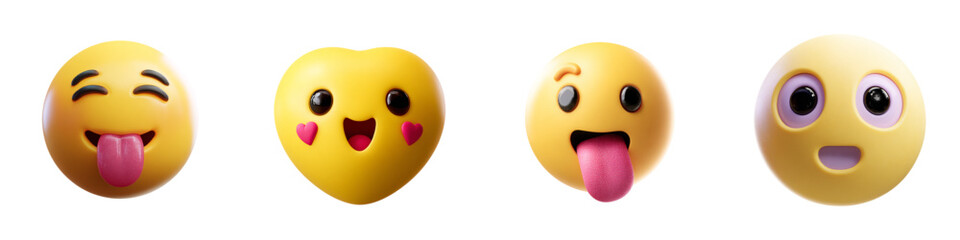 3D Funny and Silly Emoji Faces with Tongue Out and Playful Expressions for Social Media Reactions, Chat Messaging, Stickers, Memes, Mobile App Interface and UI UX Design