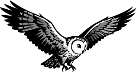 Fototapeta premium 墨と筆が描くフクロウの飛翔 