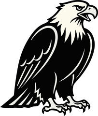 Obraz premium Stylized illustration of a majestic bald eagle standing with its beak open, showcasing its powerful presence.