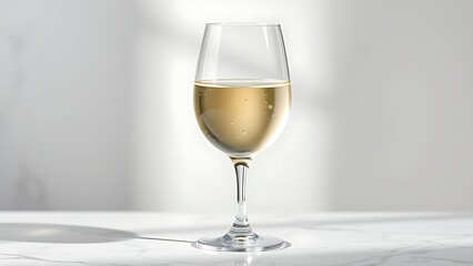 marbel. Elegant wine glass with delicate condensation, resting on a sleek marble surface for a refined aesthetic. bar promotions, beverage menus, designed for product packaging and bar promotions.