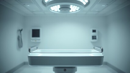 highkey. A sterile and clean medical setting with an empty surgical tray under focused lighting. STEM education sheets, lab safety posters, designed for STEM education and laboratory safety posters.