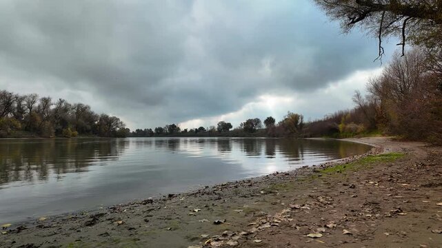 Time Lapse with Sun Rays Break Through Clouds Over the Sacramento River