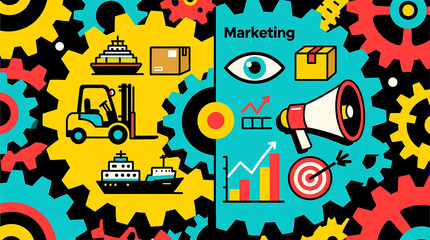 Gears of logistics and marketing working together for business success