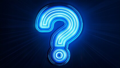 Glowing Blue Neon Question Mark Symbol On Dark Background