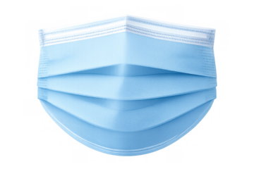 Blue surgical face mask blocking airborne particles, offering protection against viruses, bacteria, and dust on transparent background