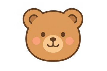 Cute cartoon teddy bear face icon illustration