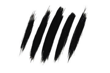 Black paint brush strokes on transparent background