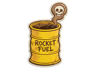 Toxic Waste Barrel "Rocket Fuel" Coffee 3D Badge