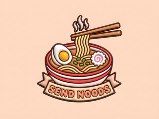 Tasty Ramen Bowl with Chopsticks 3D Badge
