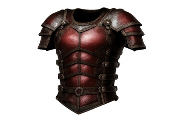 Red fantasy armor and breastplate for a warrior or knight, providing protection, on transparent background