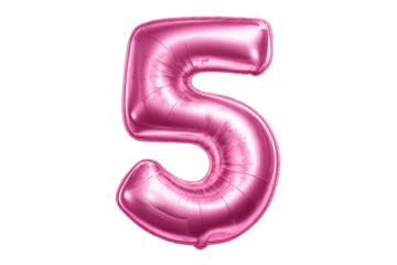 Pink Number Five Balloon with transparent background for celebrations.