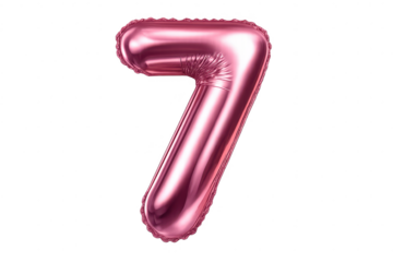 Rose Gold Number Seven Balloon on transparent background isolated