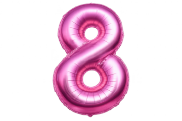 Pink Number Eight Balloon on transparent background, cutout, isolated