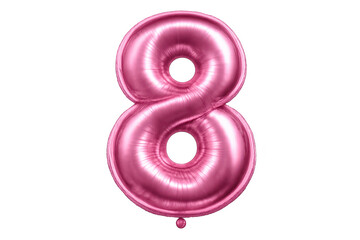 Pink Number Eight Foil Balloon on transparent background birthday theme