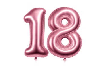 Rose Gold Number 18 Balloons with transparent background images for edits.